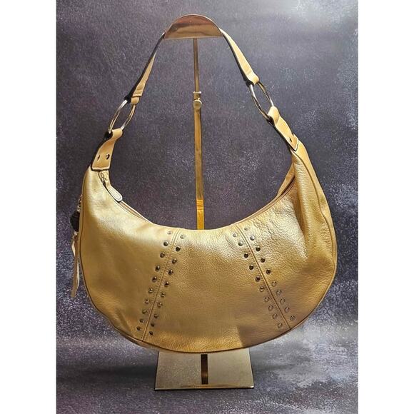 Rosetti Cream Leather Hobo Shoulder Bag – Studded Style with a Sleek Edge - Picture 1 of 10